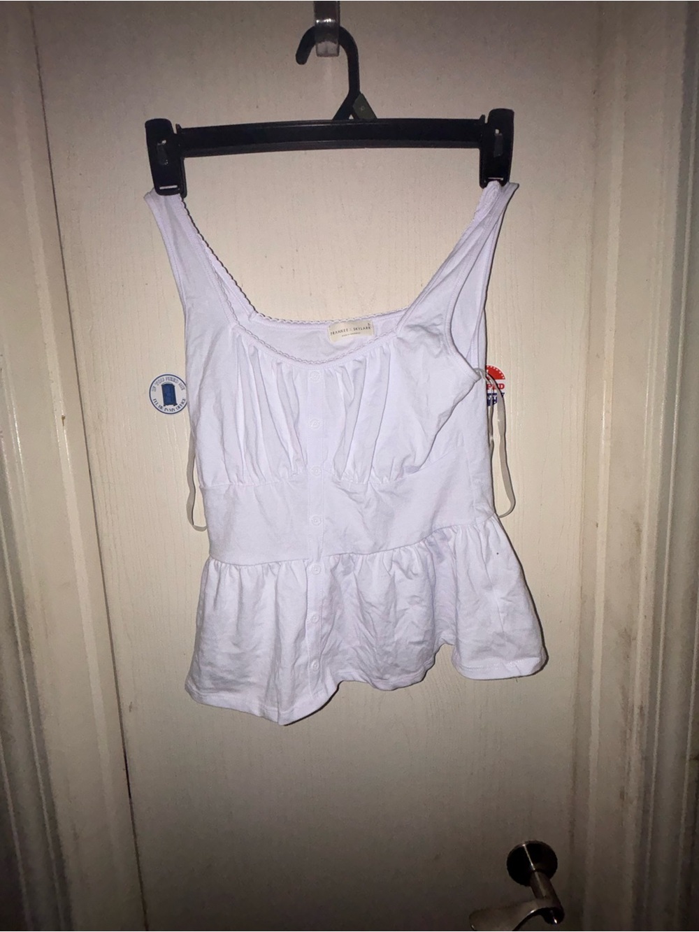 Women's White Peplum Camisole Tank Top - Lightweight Summer Layer